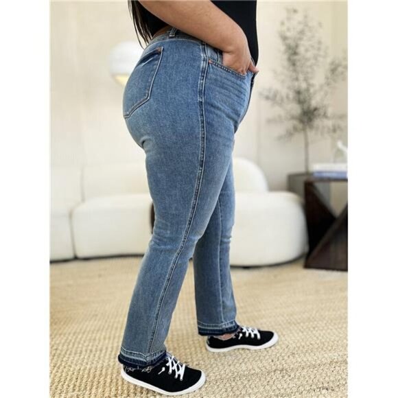 Judy Blue Full Size Mid‎ Rise Rigid Magic Release Hem Jeans - Picture 5 of 15